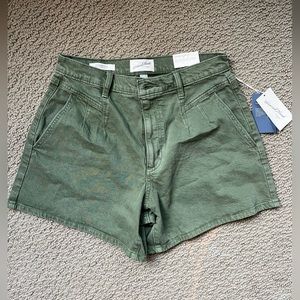 High Rise Green Shorts